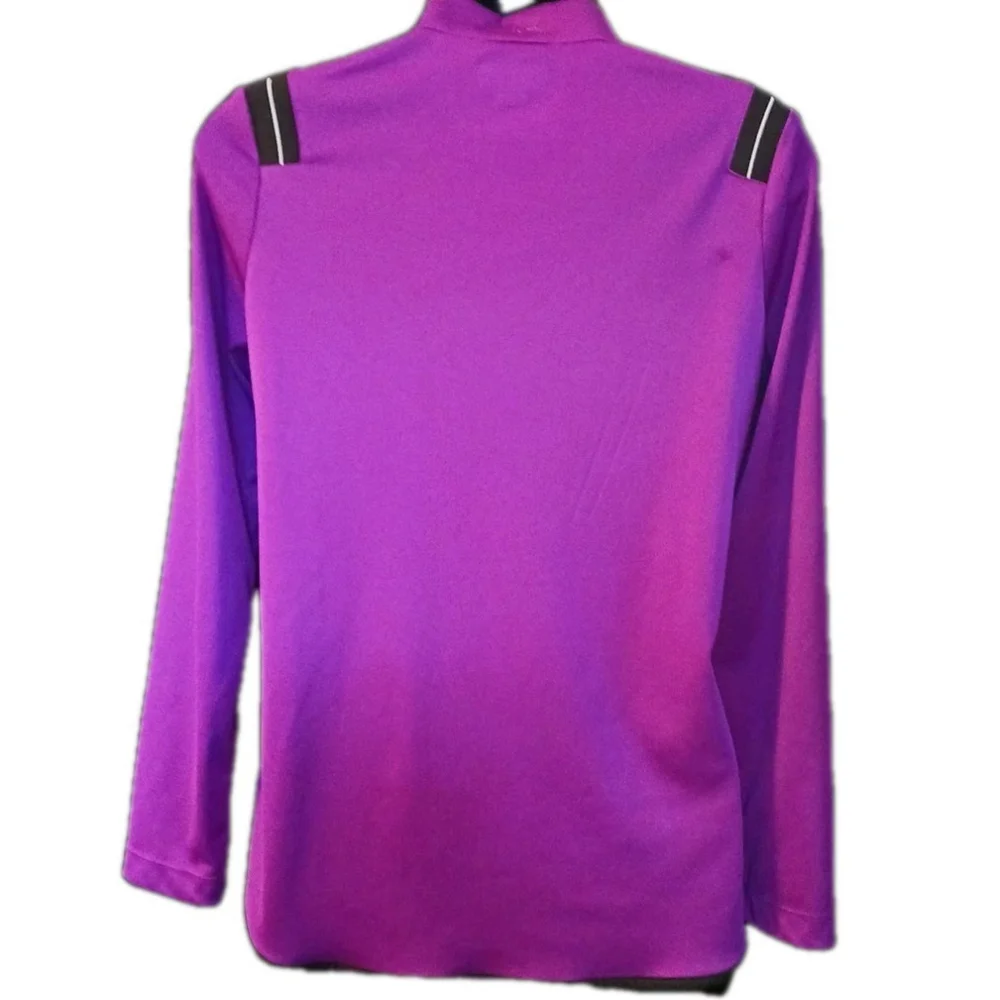 GREG NORMAN Womens Medium Black Purple Playdry 1/4 Zip Athletic Top - Picture 5 of 7